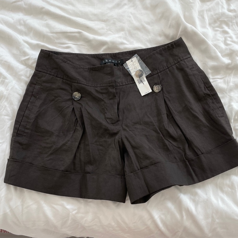 Theory brown linen shorts
